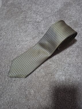 Joseph Abboud Gold and Gray Micro-Check Silk Tie